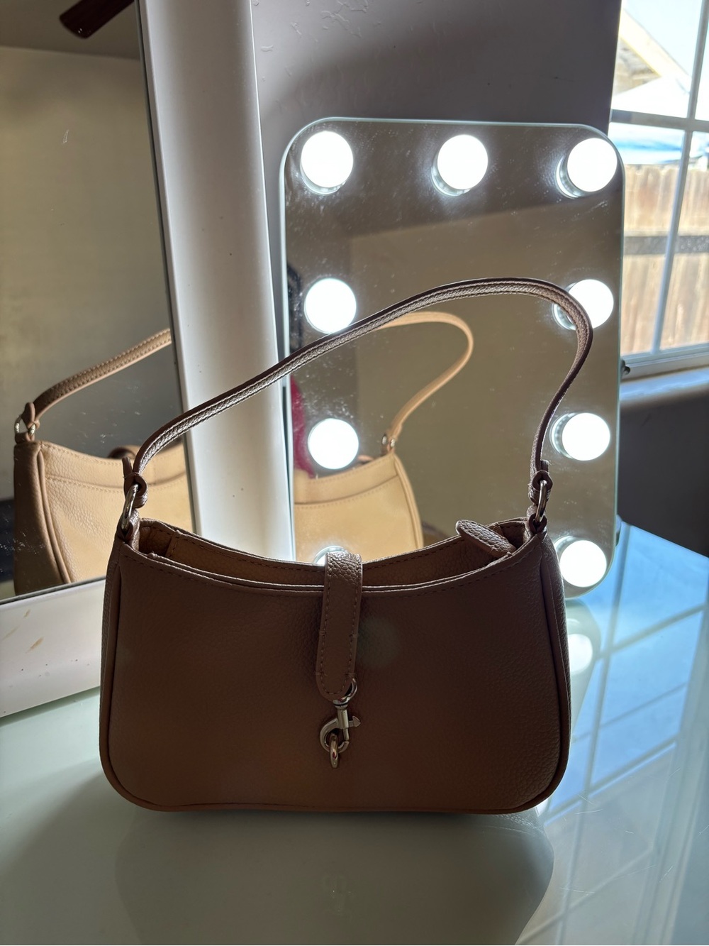 DKNY Tan Shoulder Bag with Silver Hardware